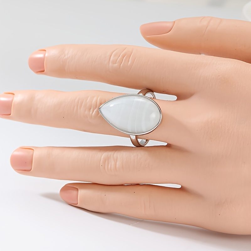 Retro Teardrop-Shaped Silvery Ring, Versatile Accessory